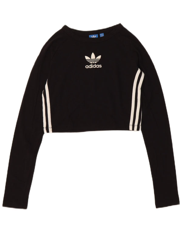 Adidas Womens Crop Graphic Top Langærmet UK 8 Small Black Bomuld