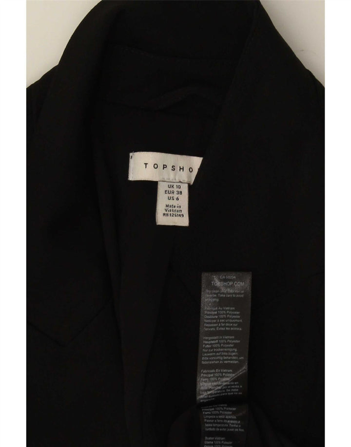 Topshop Dame 1 Knap Blazer Jacket UK 10 Small Black Polyester