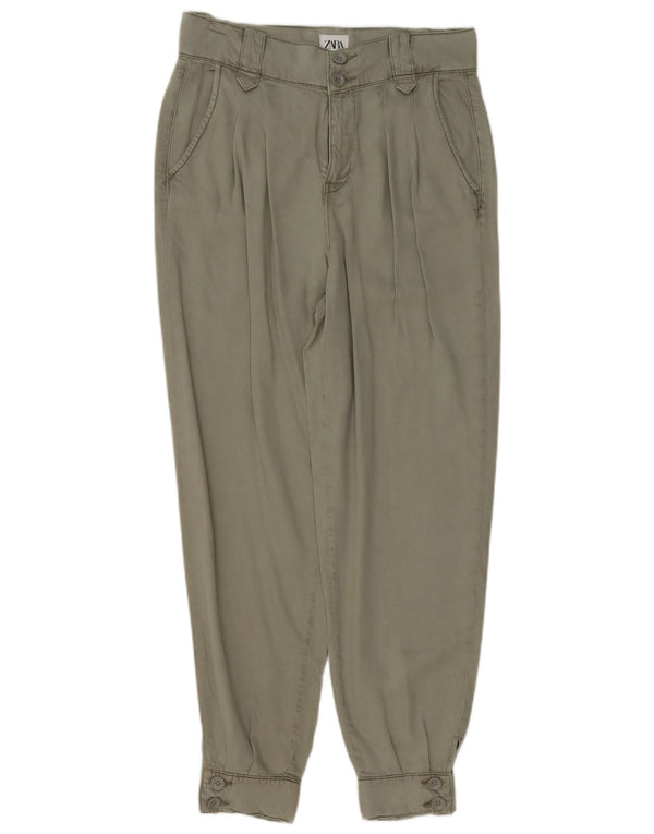 Zara Joggers Chinobukser til kvinder EU 36 XS W26 L26 Khaki Lyocell