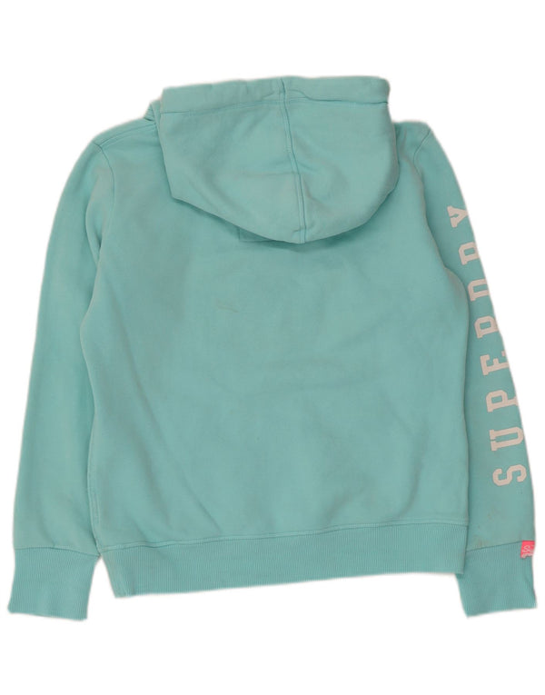 SUPERDRY Dame Oversized grafisk hættetrøje Jumper UK 10 Small Turkis