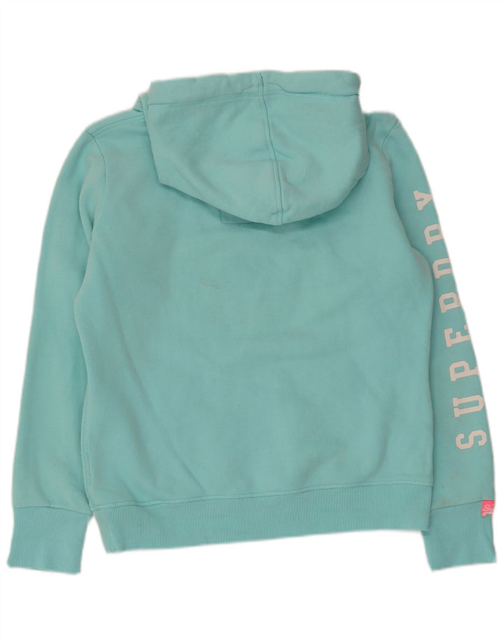 SUPERDRY Dame Oversized grafisk hættetrøje Jumper UK 10 Small Turkis
