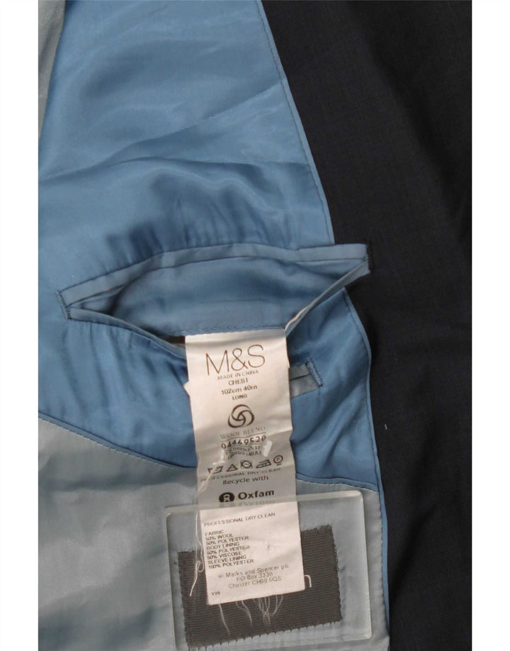 Marks & Spencer Herre 2-knaps blazerjakke UK 40 Medium Navy Blue Classic