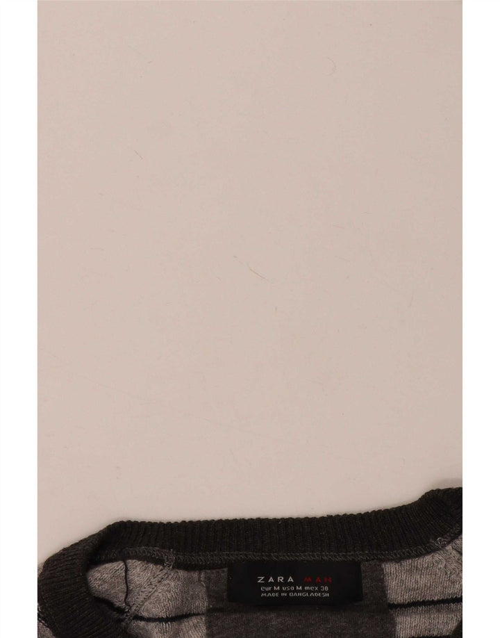 Zara Herre V-hals sweater Medium Grå Stribet