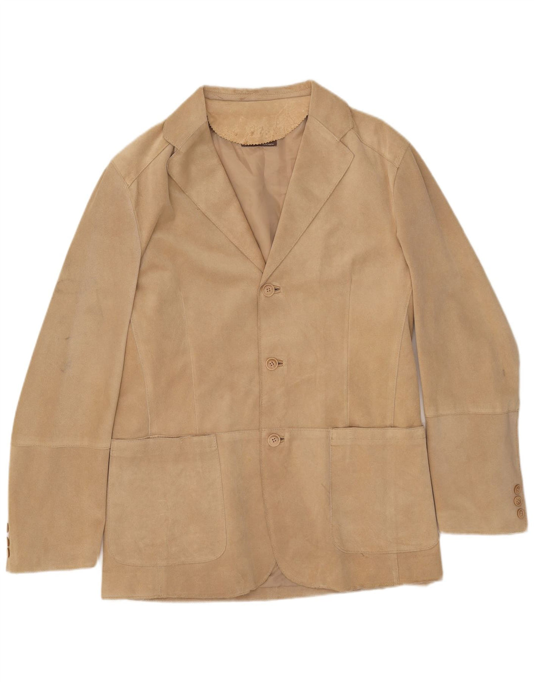 J.J.Scott Herre 3-knaps ruskindsblazerjakke IT 52 XL beige læder