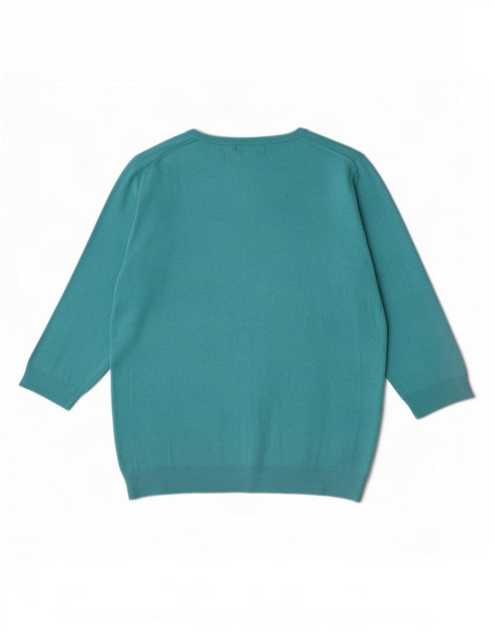 Marks & Spencer Dame V-hals sweater UK 16 Stor turkis