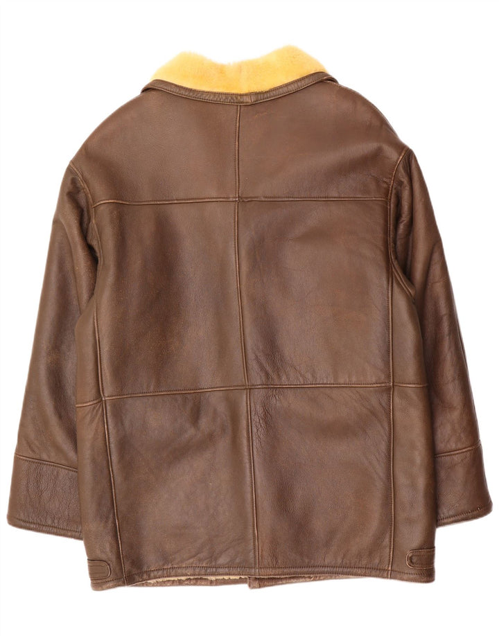 Vintage Herre Shearling Overfrakke UK 40 Large Brown