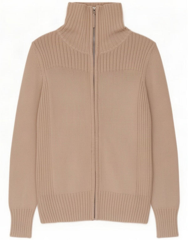 Marks & Spencer Womens Cardigan Sweater UK 12 Medium Beige Cotton
