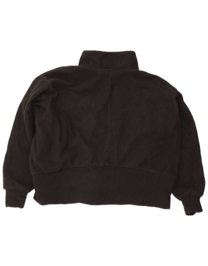 ADIDAS Womens Oversized Crop Fleece Jacket UK 28/30 3XL Black Polyester