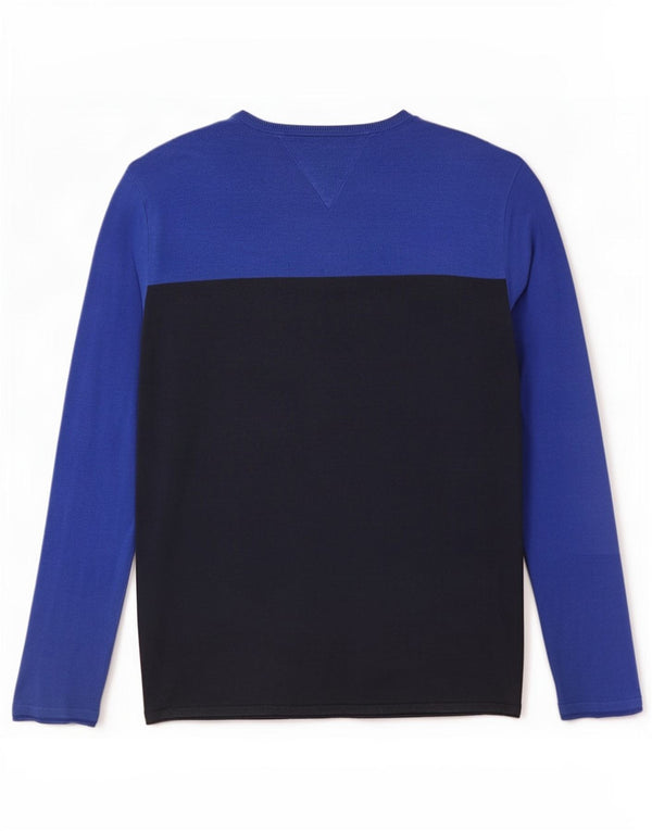 Tommy Hilfiger Herre Top Langærmet Lille Blå Colourblock Bomuld