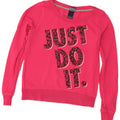 Nike Dame Grafisk Sweatshirt Jumper UK 12 Medium Pink Bomuld