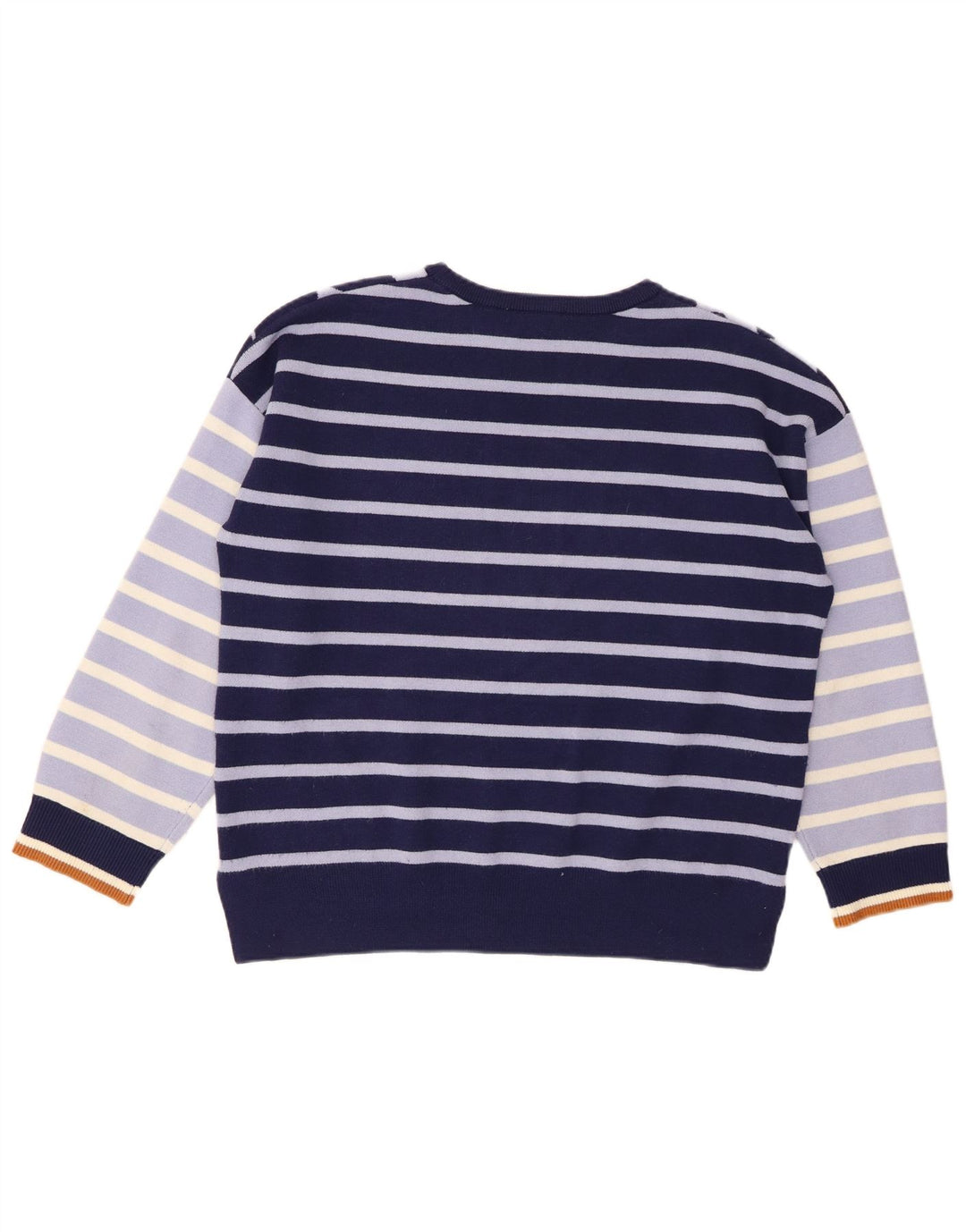 WHITE STUFF Dame Crew Neck Jumper Sweater UK 14 Large Navy Blue Striped