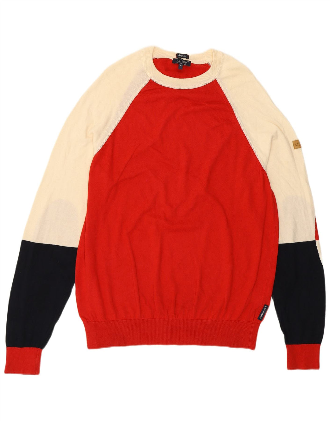 Armani Jeans Herre Boat Neck Jumper Sweater Medium Rød Colourblock