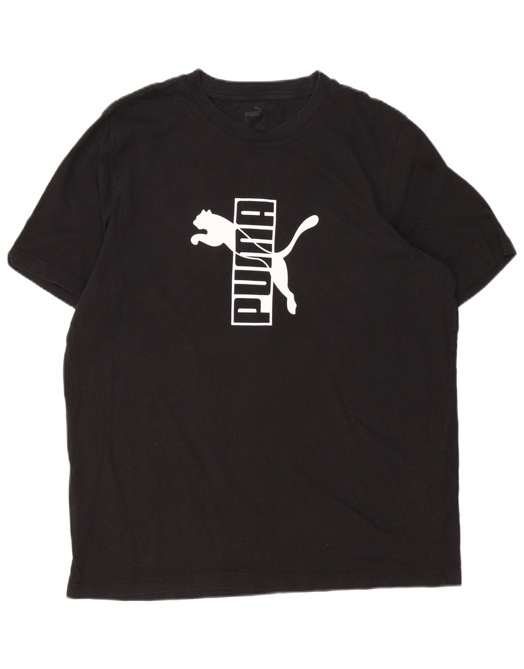 Puma Herre Grafisk T-Shirt Top Stor Sort Bomuld