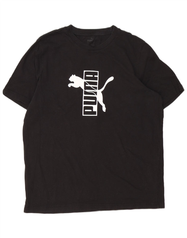 Puma Herre Grafisk T-Shirt Top Stor Sort Bomuld