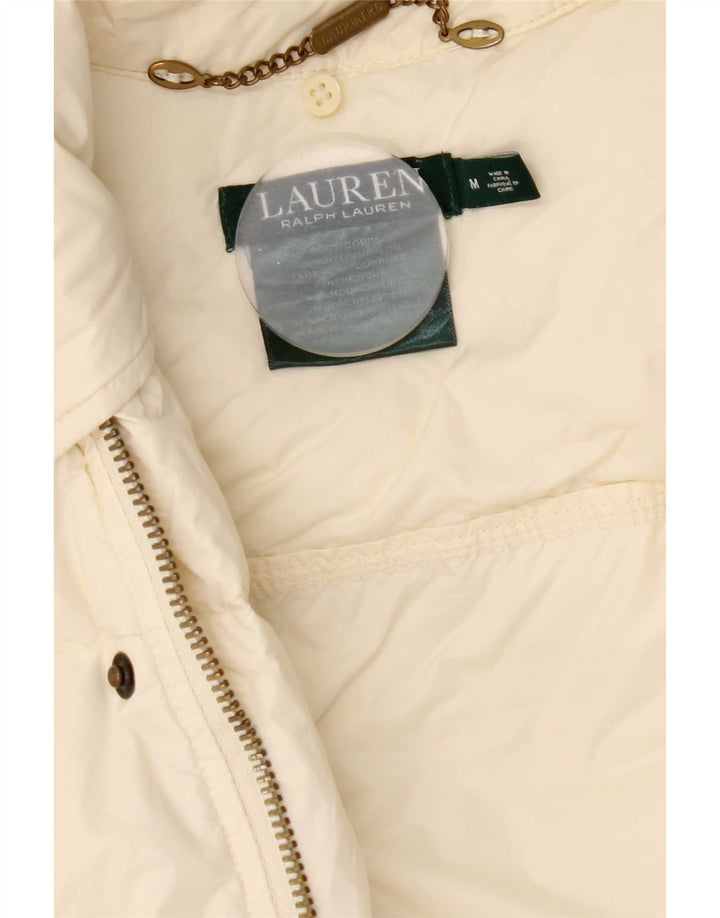 Ralph Lauren Dame Polstret Frakke UK 14 Medium Off White Nylon