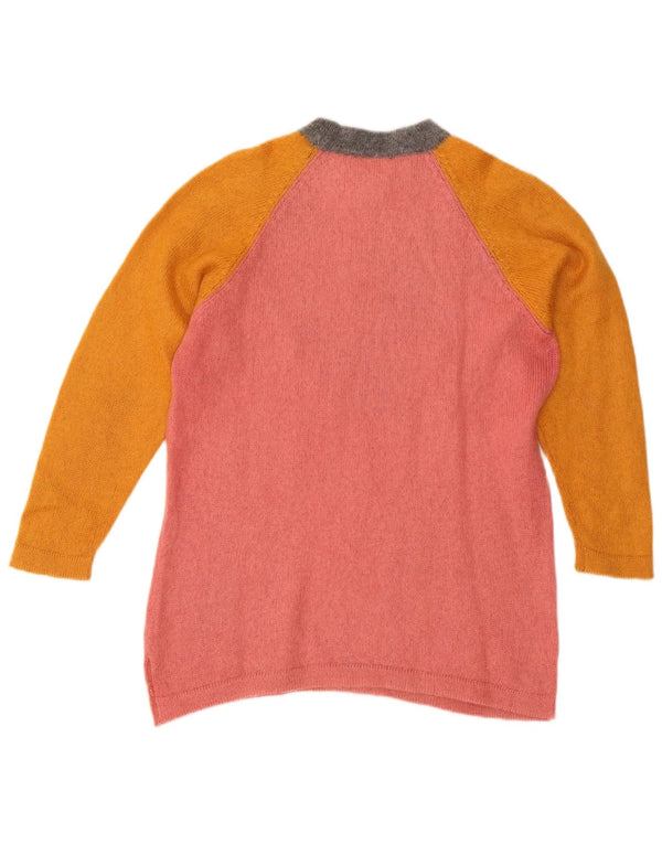 Vintage dame sweater med rund hals IT 42 Medium Pink Colourblock