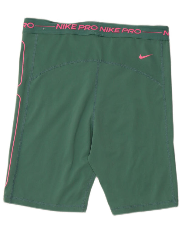 Nike Dame Dri Fit grafiske sportsshorts UK 14 Large Green Polyester