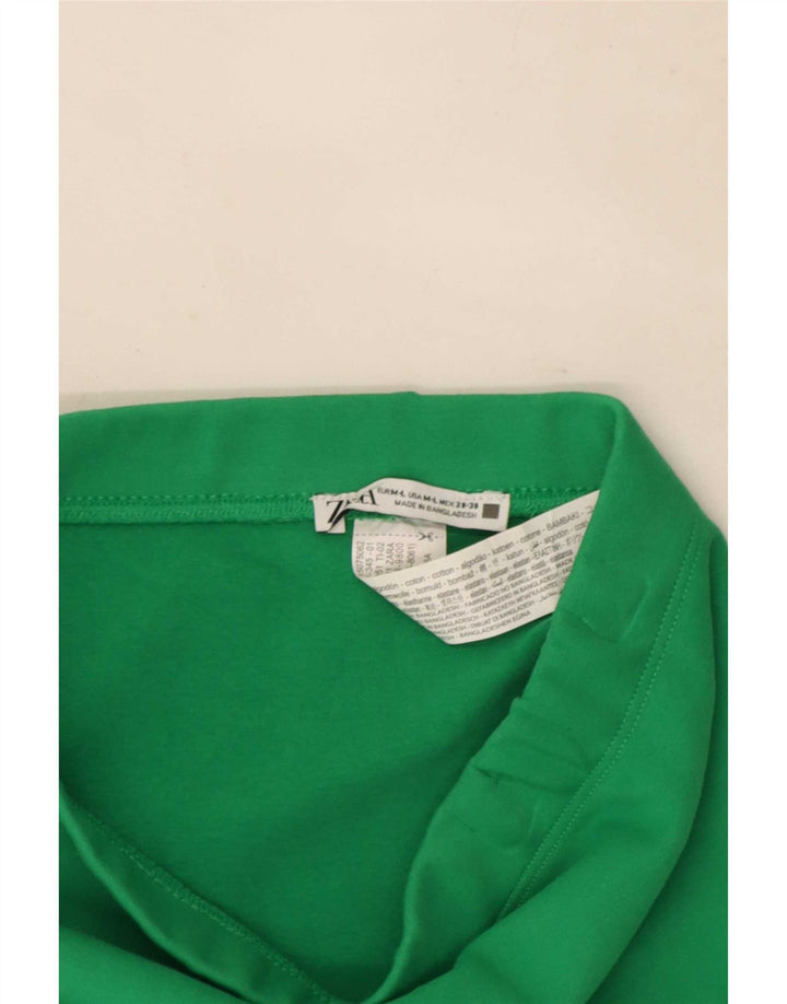 Zara Dame Midi Nederdel Medium W28 Grøn Bomuld