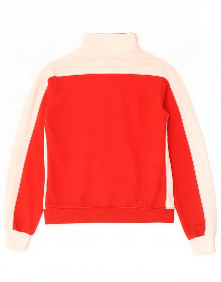 Champion Herre Zip Neck Sweatshirt Jumper Medium Rød Colourblock
