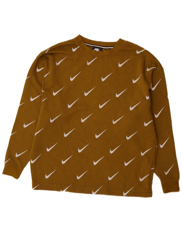 Nike Herre Grafisk Loose Fit Sweatshirt Jumper Small Khaki Bomuld