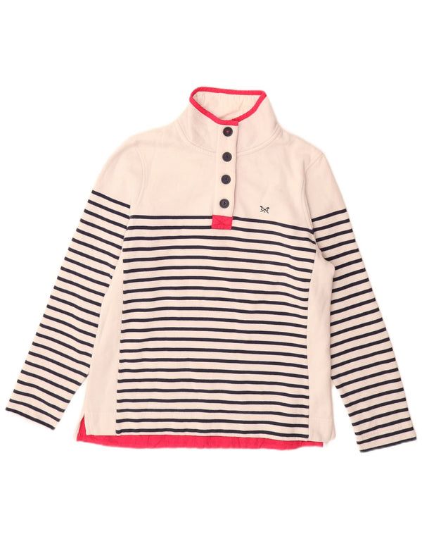 Besætningstøj Dame Sweatshirt Jumper UK 10 Lille hvid stribet