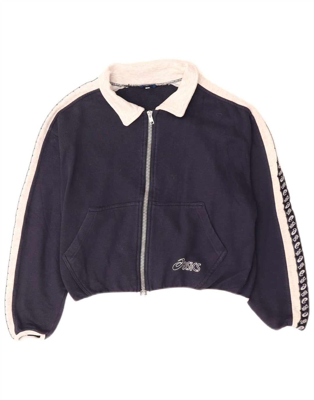 Asics Grafisk træningsdragt topjakke til kvinder UK 10 Small Navy Blue Colourblock