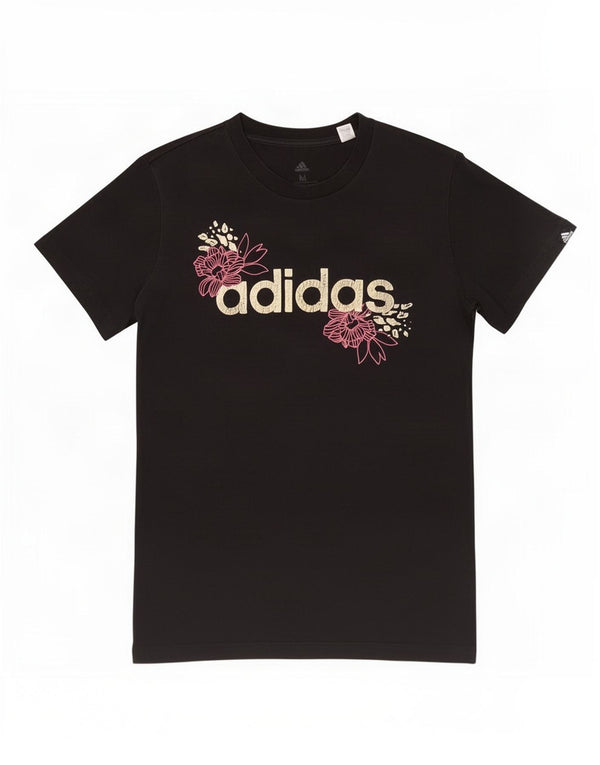 Adidas Grafisk T-shirt top til kvinder DK 12/14 medium sort bomuld