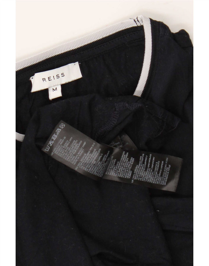 Reiss Herre Kortærmet Regular T-Shirt Top Medium Sort Bomuld