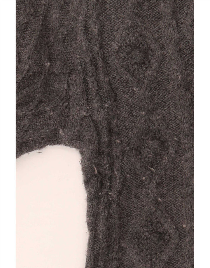 Zara Dame Cardigan Sweater UK 14 Stor Grå Akryl