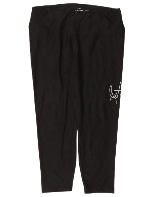 NIKE Dame Dri Fit Grafiske Capri Leggings UK 18 XL Sort Polyester