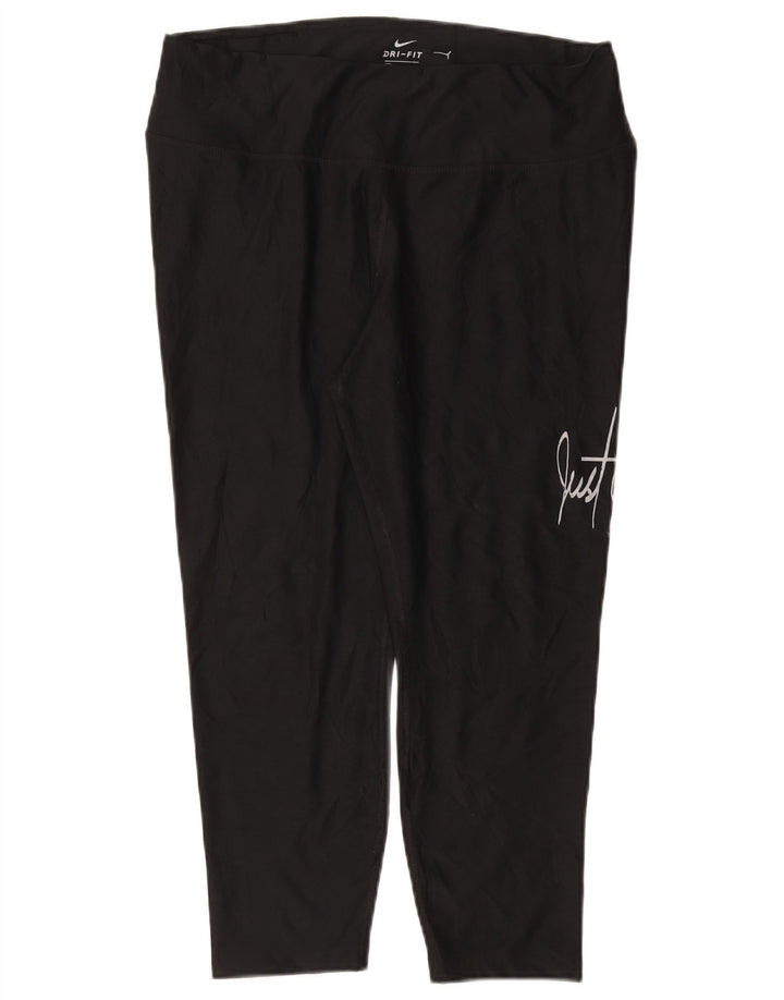 NIKE Dame Dri Fit Grafiske Capri Leggings UK 18 XL Sort Polyester