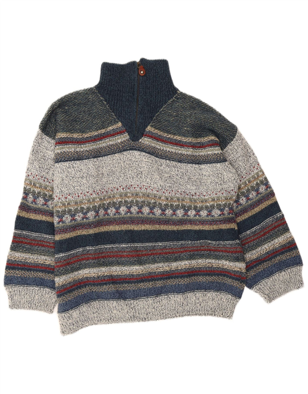 Angelo Litrico Herre Zip Neck Jumper Sweater Medium Flerfarvet Stribet