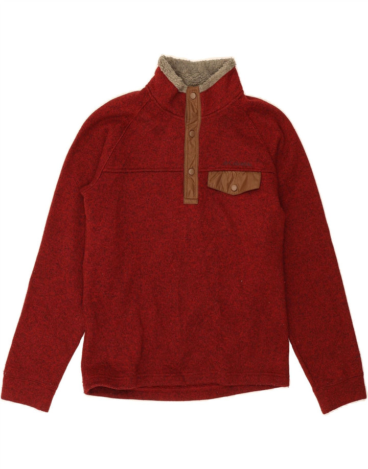 COLUMBIA Mens Button Neck Sweatshirt Jumper XS Red Polyester Vintage Columbia and Second-Hand Columbia from Messina Hembry 