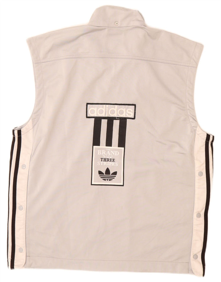 Adidas Herre Three Stripes Grafisk træningsdragt topjakke UK 36/38 Small Grey