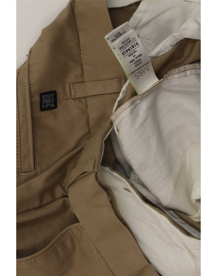 Marks & Spencer Herre Chino Shorts Large W34 Beige Polyester