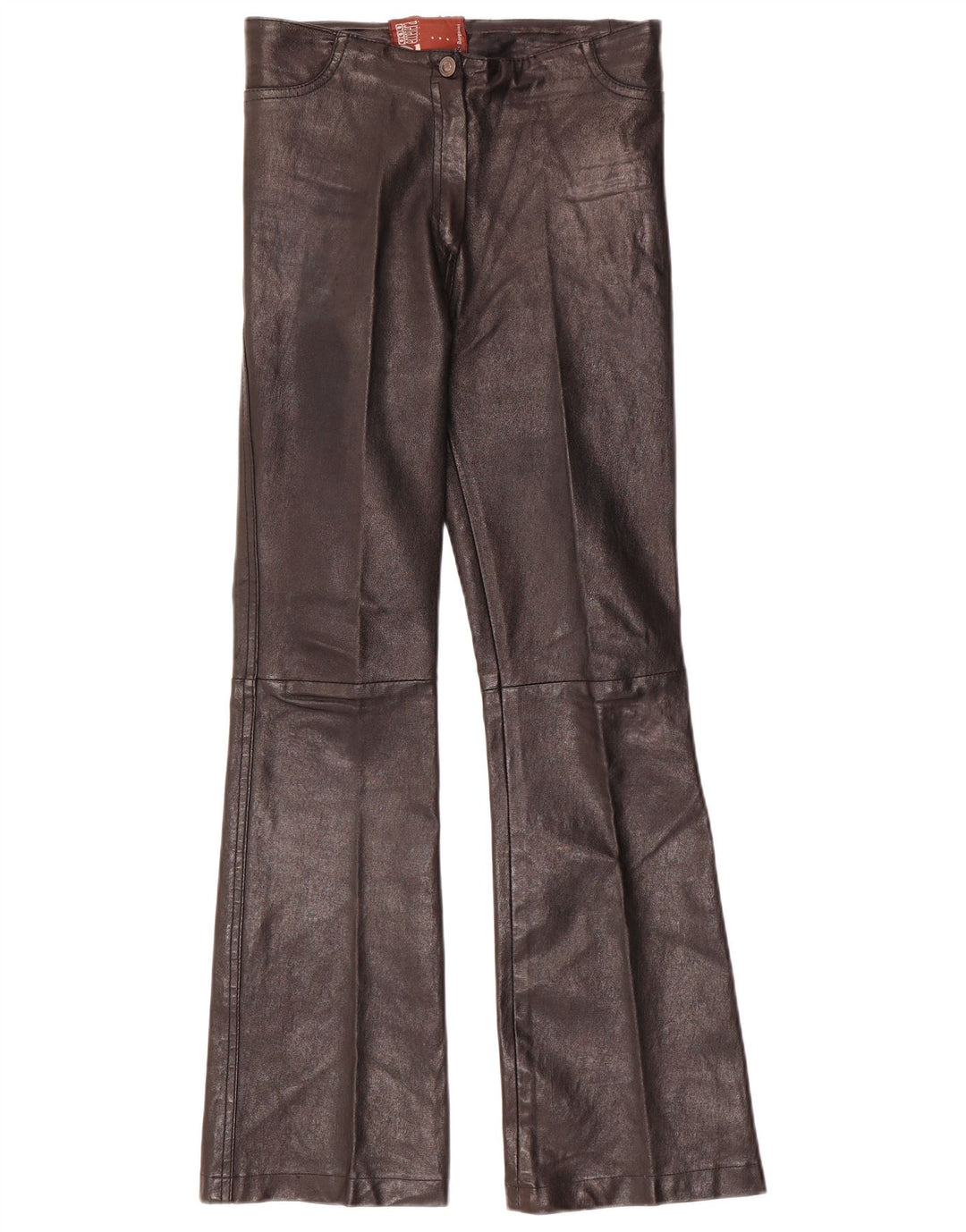 Vintage Dame Flare Læderbukser W28 L30 Sort