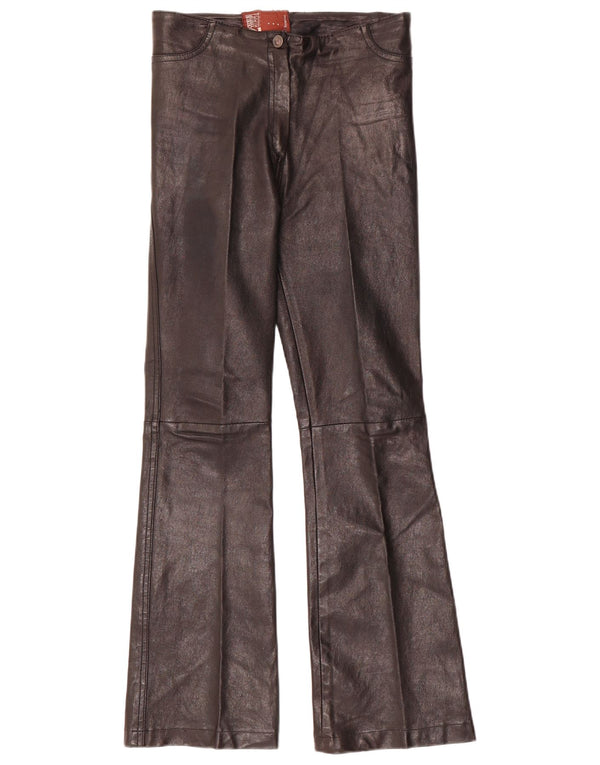Vintage Dame Flare Læderbukser W28 L30 Sort