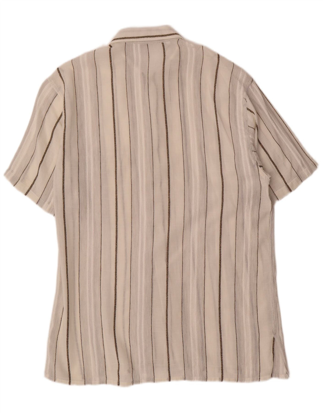 Vintage Kortærmet Herreskjorte Medium Off White Stribet