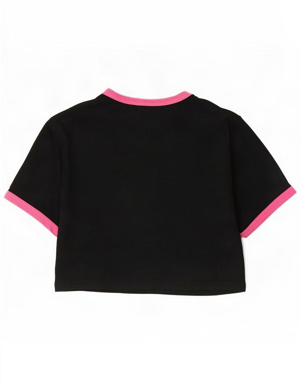 Ellesse Womens Crop Graphic T-Shirt Top UK 10 Small Black Colourblock