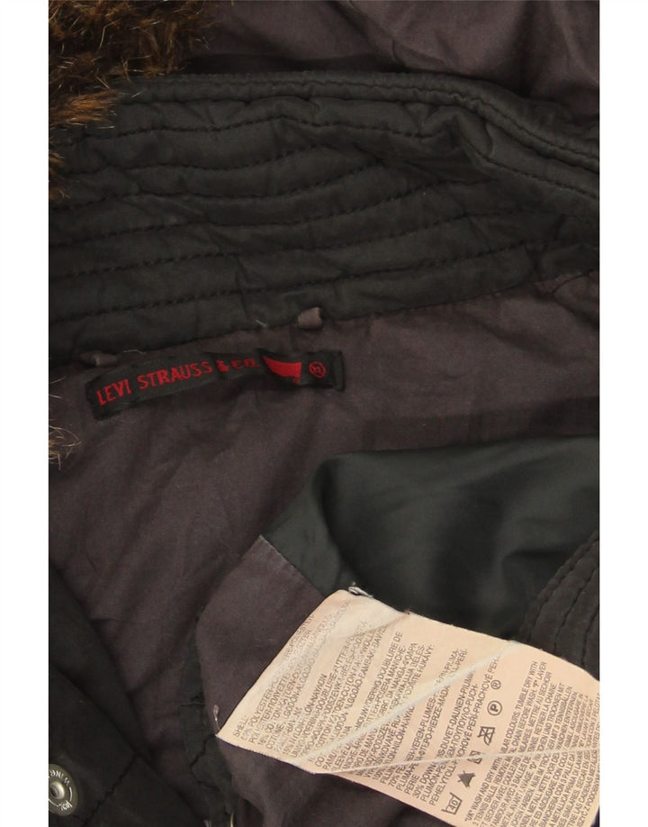 Levi's Herre hættepolstret jakke UK 42 XL Sort Polyester