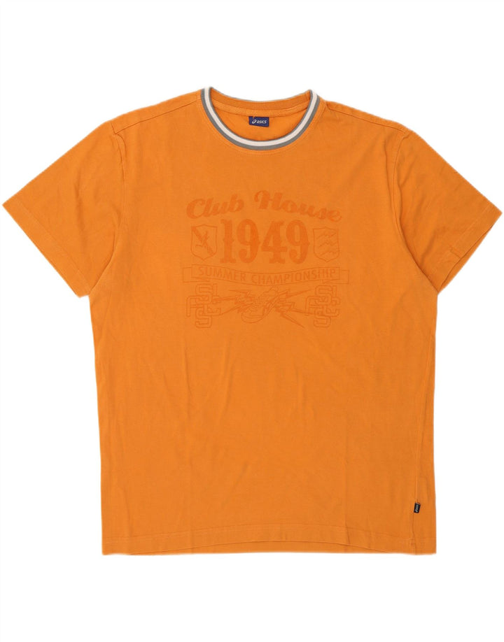 ASICS Mens Graphic T-Shirt Top Large Orange Cotton Vintage Asics and Second-Hand Asics from Messina Hembry 