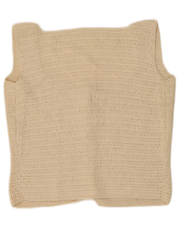 Vintage Dame Crop Top UK 10 Small Off White