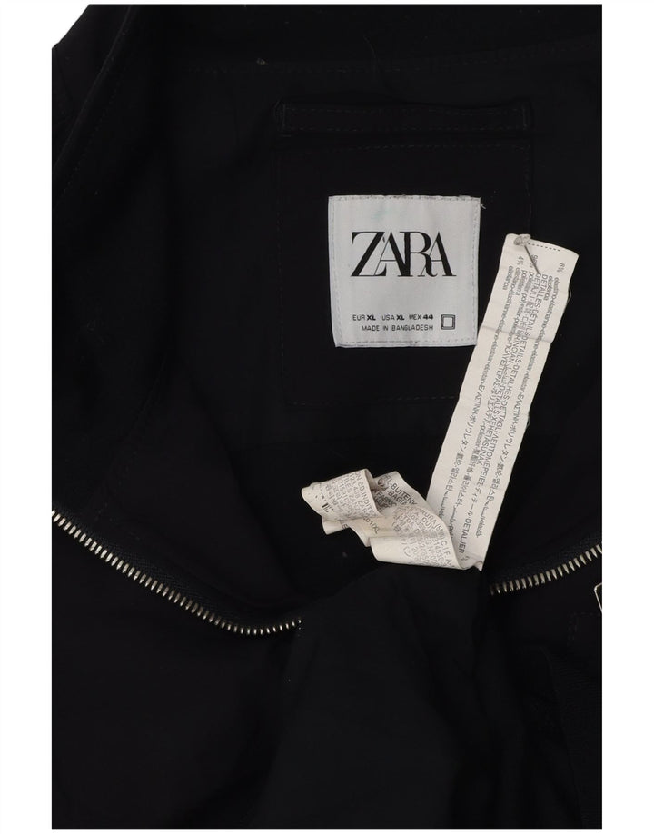 Zara Herre Bomber Jacket UK 42 XL Sort Polyester