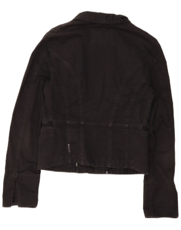 Armani Jeans Dame Crop 3 Button Blazer Jacket IT 44 Medium Sort Bomuld