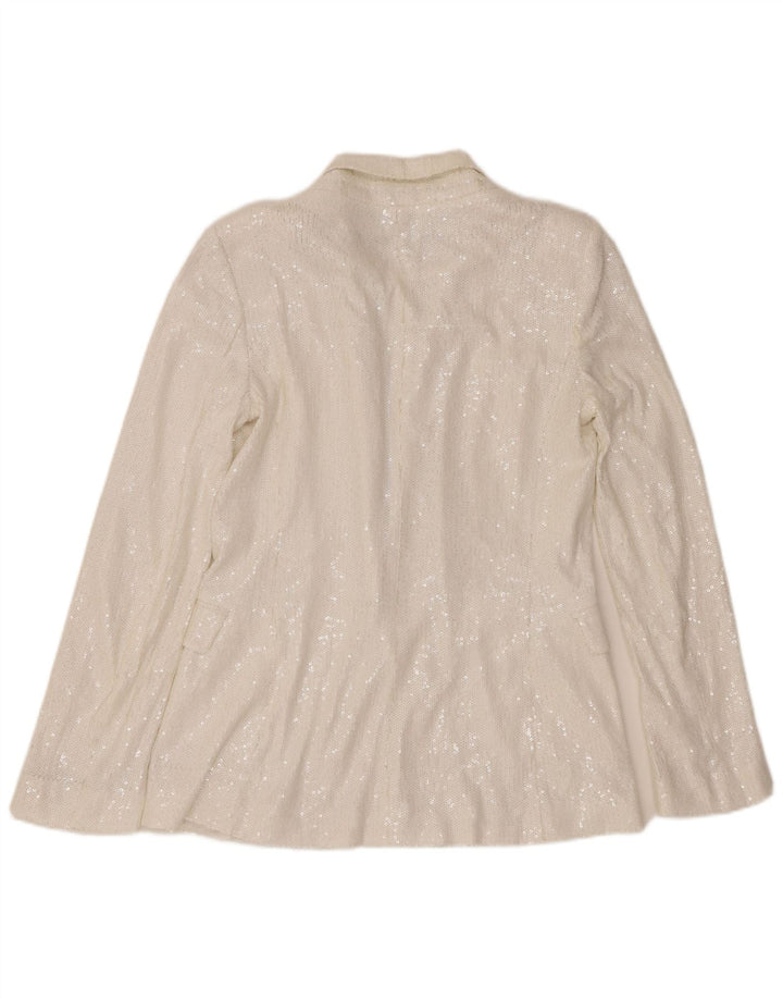 Zara Dame 1 Knap Pailletter Blazer Jacket UK 10 Small White