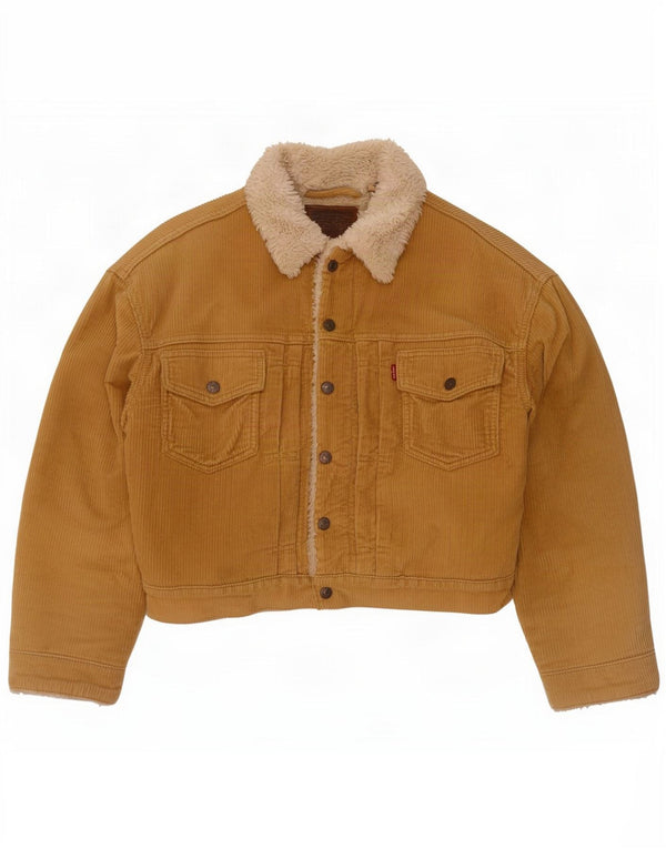 Levi's Dame Oversized Crop Sherpa Corduroy Jacket UK 10 Small Beige
