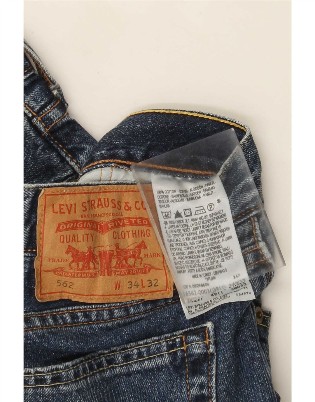 Levi's Herre 562 lige jeans W34 L32 blå bomuld