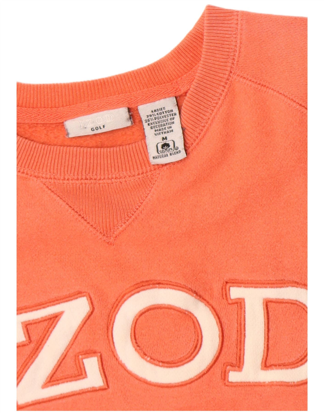 Izod Dame Grafisk Sweatshirt Jumper UK 14 Medium Orange Bomuld