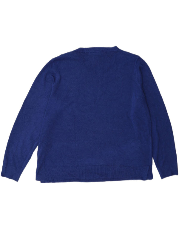 Marks & Spencer Dame Boat Neck Jumper Sweater UK 20 2XL Blå Akryl