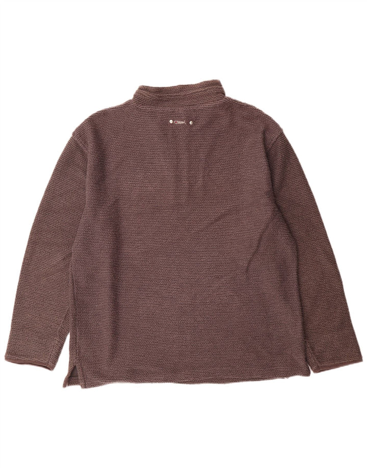 WEIRD FISH Herre Zip Neck Sweatshirt Jumper Stor Brun Bomuld